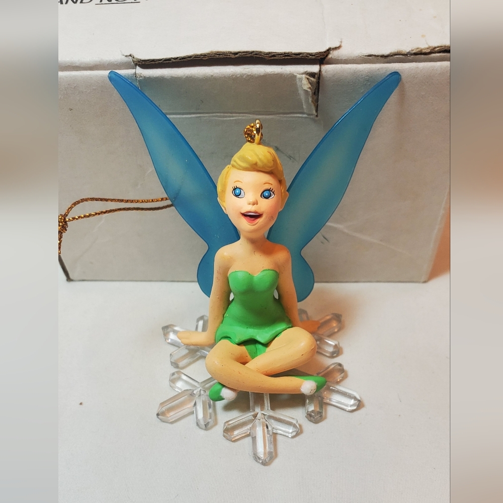 Tinkerbell Sitting Snowflake Vtg Disney Christmas Magic Collectible Ornament